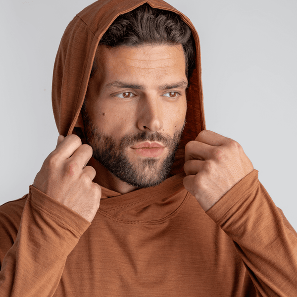 Kora Men's Merino Hoodie — Black Olive