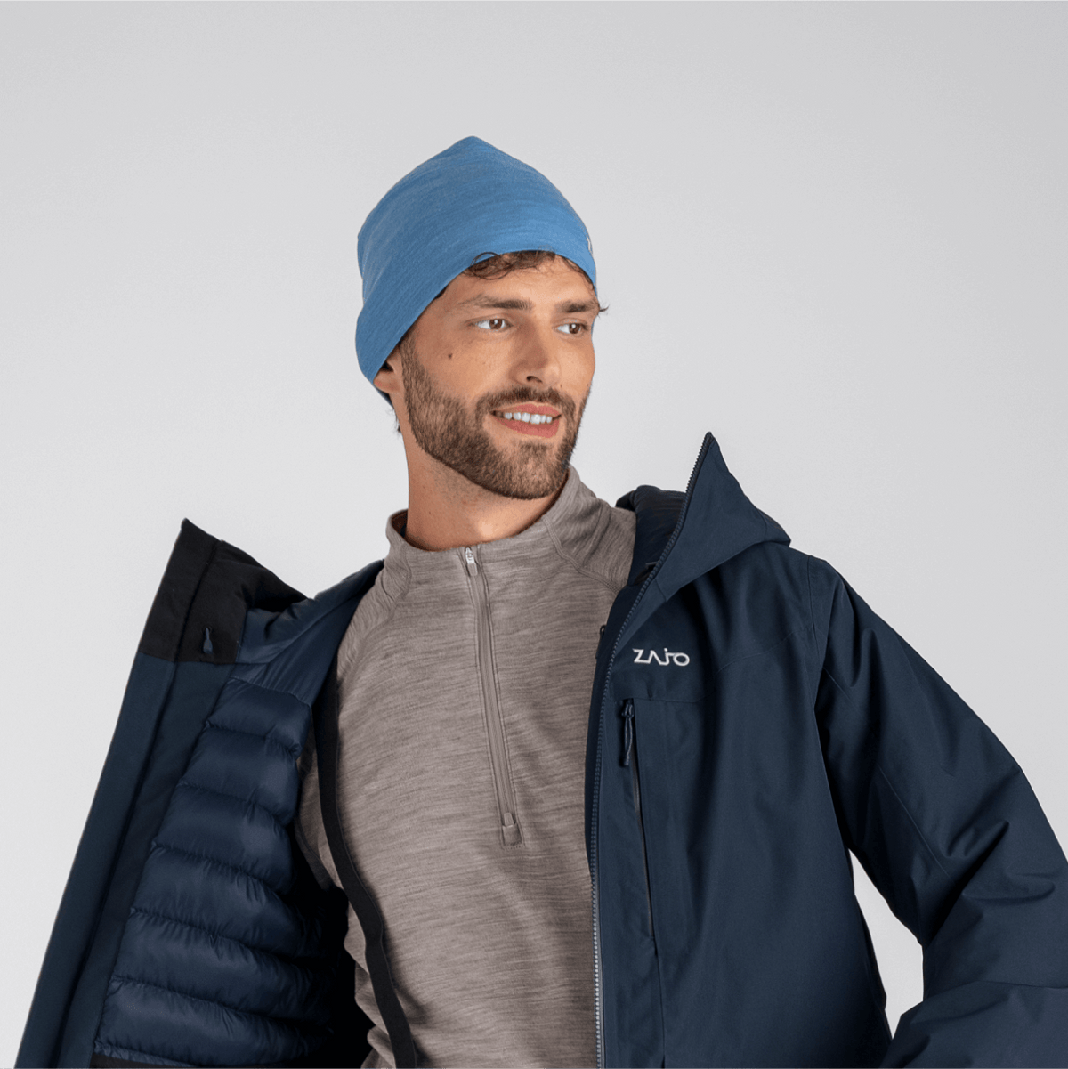 Senti Merino Beanie — Grey Navy