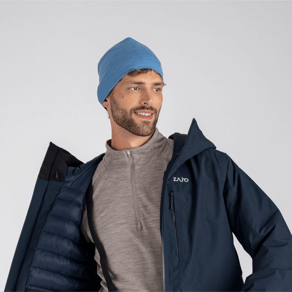 Senti Merino Beanie — Grey Navy